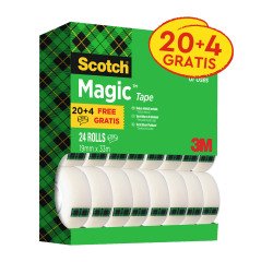 Confezione convenienza 20+4 in omaggio Nastro adesivo Scotch Magic 19 mm x 33 m trasparente