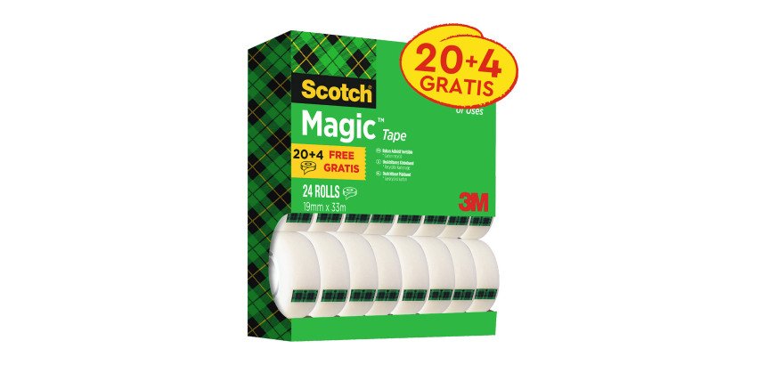 Confezione convenienza 20+4 in omaggio Nastro adesivo Scotch Magic 19 mm x 33 m trasparente