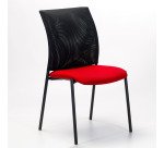 Chaise visiteur dossier maille assise tissu rouge - reconditionné