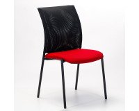 Chaise visiteur dossier maille assise tissu rouge - reconditionné