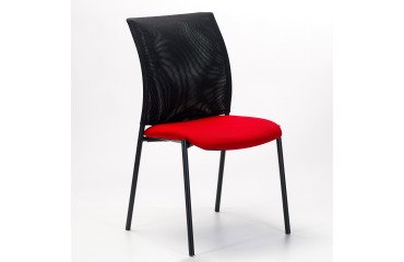 Chaise visiteur dossier maille assise tissu rouge - reconditionné