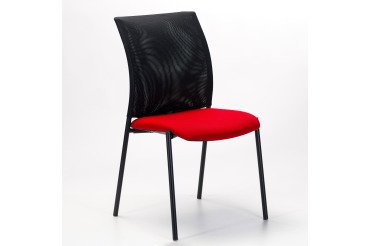 Chaise visiteur dossier maille assise tissu rouge - reconditionné