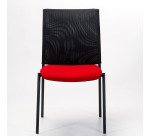 Chaise visiteur dossier maille assise tissu rouge - reconditionné