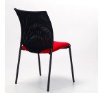 Chaise visiteur dossier maille assise tissu rouge - reconditionné