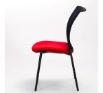 Chaise visiteur dossier maille assise tissu rouge - reconditionné