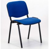 Chaise de Conférence dossier et assise tissu bleu pieds noir - reconditionné