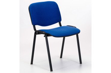 Chaise de Conférence dossier et assise tissu bleu pieds noir - reconditionné