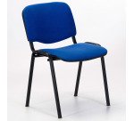 Chaise de Conférence dossier et assise tissu bleu pieds noir - reconditionné