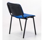 Chaise de Conférence dossier et assise tissu bleu pieds noir - reconditionné