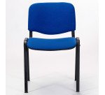 Chaise de Conférence dossier et assise tissu bleu pieds noir - reconditionné