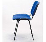Chaise de Conférence dossier et assise tissu bleu pieds noir - reconditionné