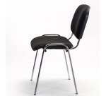 Chaise de Conférence dossier et assise tissu noir pieds chrome - reconditionné