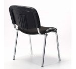 Chaise de Conférence dossier et assise tissu noir pieds chrome - reconditionné