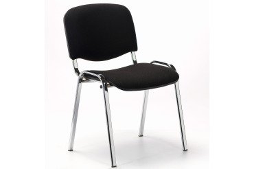 Chaise de Conférence dossier et assise tissu noir pieds chrome - reconditionné