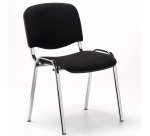 Chaise de Conférence dossier et assise tissu noir pieds chrome - reconditionné