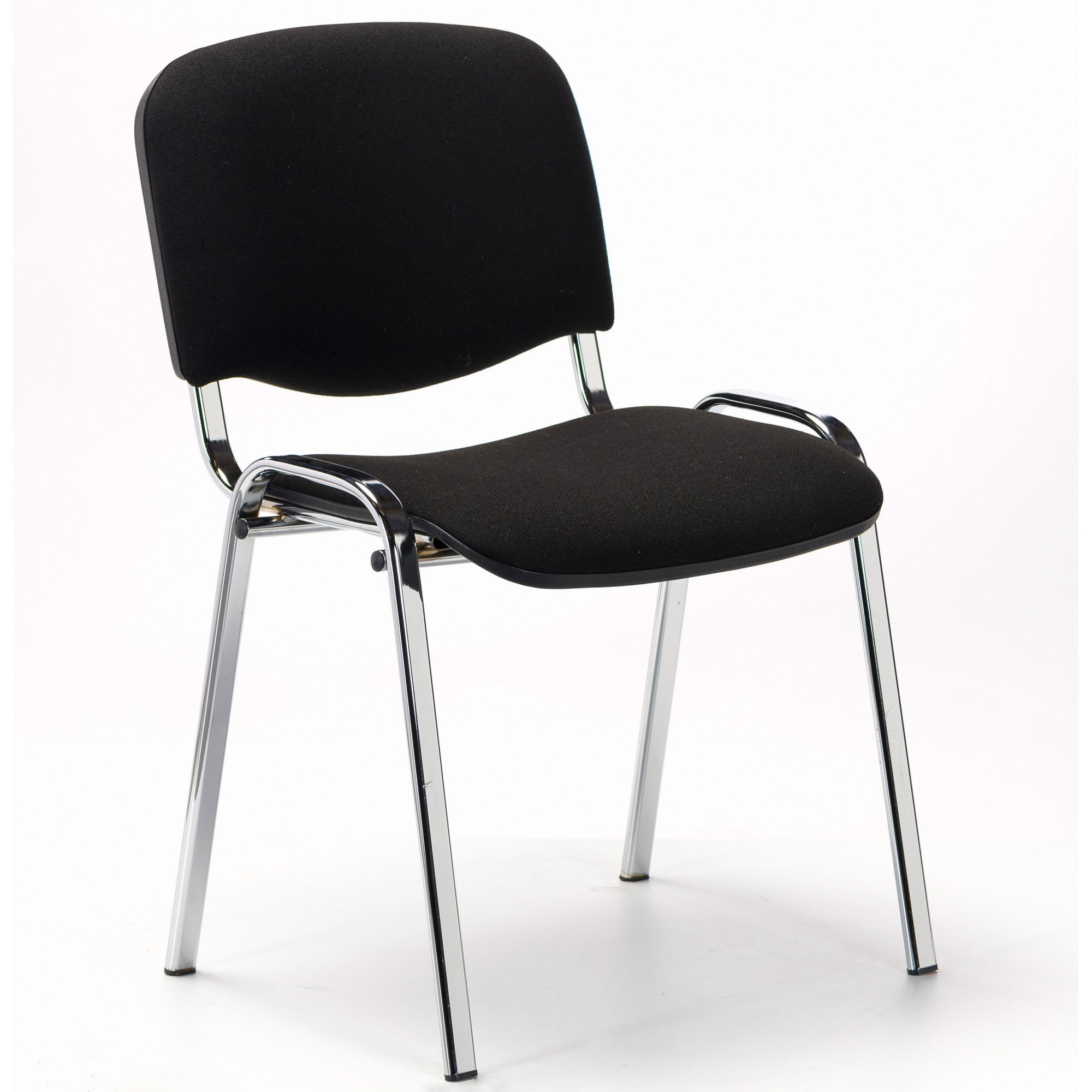 Chaise de Conférence dossier et assise tissu noir pieds chrome - reconditionné