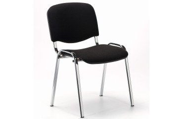 Chaise de Conférence dossier et assise tissu noir pieds chrome - reconditionné
