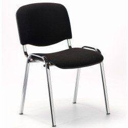 Chaise de Conférence dossier et assise tissu noir pieds chrome - reconditionné