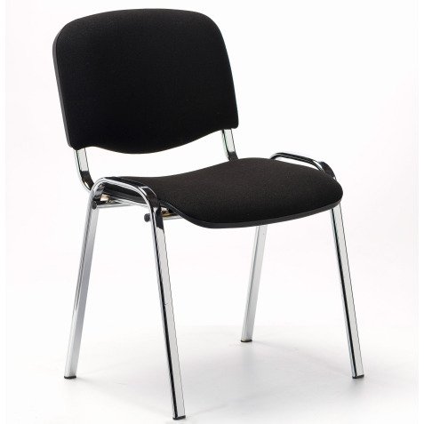 Chaise de Conférence dossier et assise tissu noir pieds chrome - reconditionné