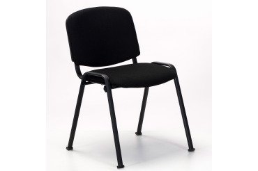 Chaise de Conférence dossier et assise tissu noir pieds noir - reconditionné
