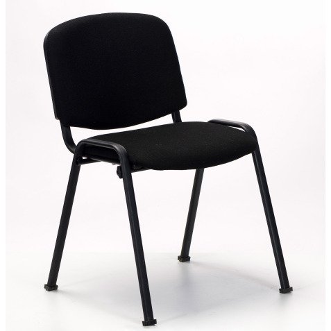 Chaise de Conférence dossier et assise tissu noir pieds noir - reconditionné