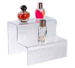 Espositore - Stand - Supporto a gradini a 2 livelli trasparente 300x200x200mm - Espositore a scalini