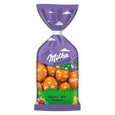 Milka oeufs de Pâques en chocolat - blanc praliné - sachet de 100 gr