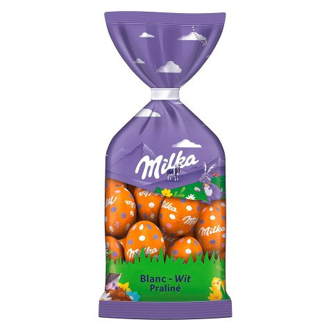 Milka chocolade paaseitjes - wit praliné - zakje van 100 gr