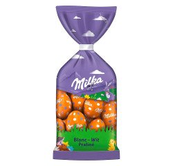 Milka œufs de Pâques en chocolat blanc praliné - Sachet de 100 g