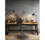 Sgabello disegnatore in tessuto con anello poggiapiedi