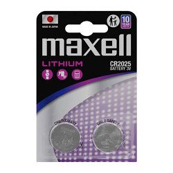 Pilas de botón litio CR2025 Maxell 3V blíster de 2