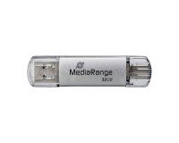 Media Range USB Combo Key 32GB Usb 3.2 (USB-A), Usb 3.2 (USB-C) Silver