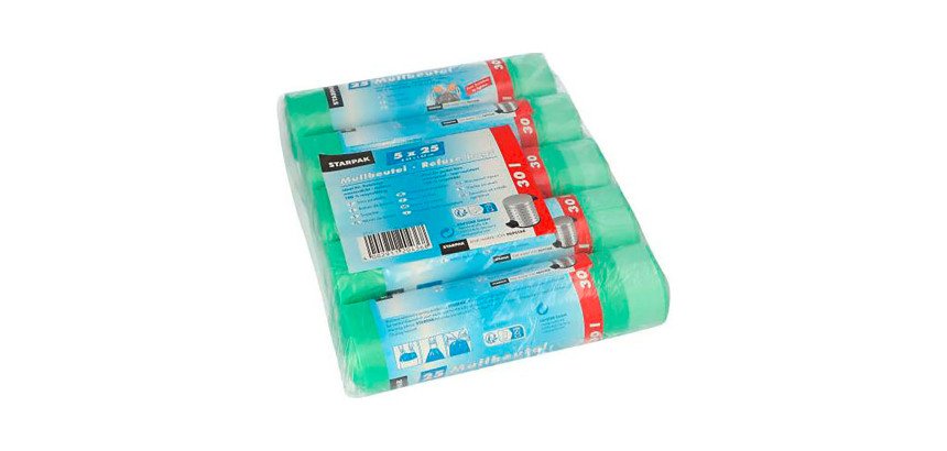 Sac poubelle HDPE à liens coulissants, 30 litres