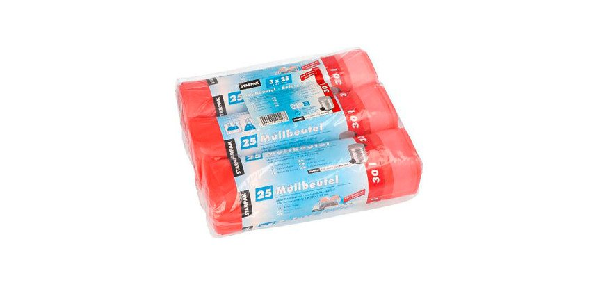 Sac poubelle HDPE à liens coulissants, 30 litres