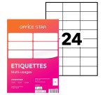 Étiquette multi-usages 70 x 37 mm Avery Office Star blanche - Boîte de 2400
