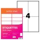Étiquette multi-usages 105 x 148,5 mm Avery Office Star blanche - Boîte de 400
