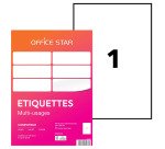 Étiquette multi-usages 210 x 297 mm Avery Office Star blanche - Boîte de 100