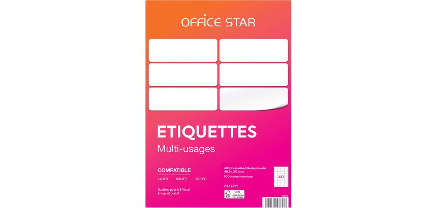Etiquette multi-usages Avery Office Star blanche