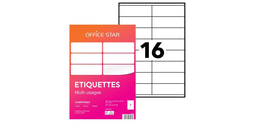Étiquette multi-usages 105 x 35 mm Avery Office Star blanche - Boîte de 1600