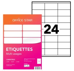 Étiquette multi-usages 70 x 36 mm Avery Office Star blanche - Boîte de 2400