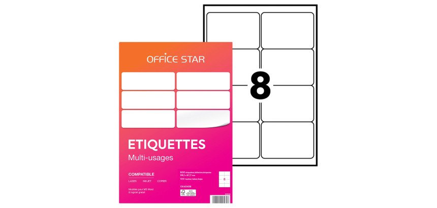 Étiquette multi-usages 99,1 x 67,7 mm Avery Office Star blanche - Boîte de 800