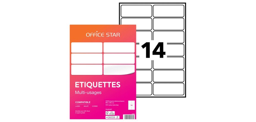 Étiquette multi-usages 99,1 x 38,1 mm Avery Office Star blanche - Boîte de 1400