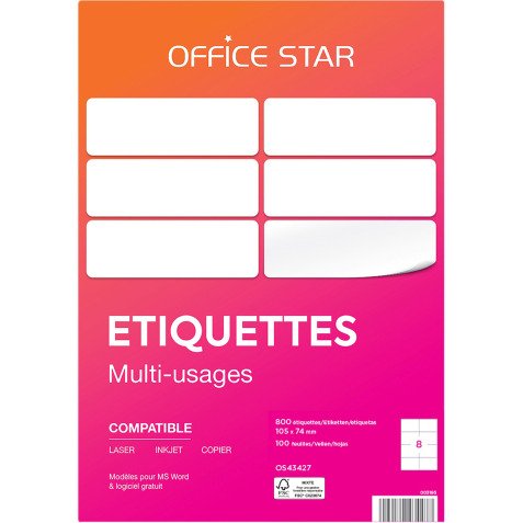 Etiquette multi-usages Avery Office Star blanche
