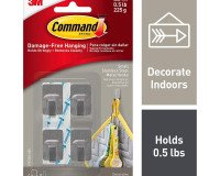 Kleefhaak grijs metaal Command 3M tot 225 g - Set van 4