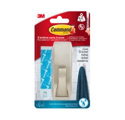 Crochet adhésif métal gris Command 3M jusqu'à 2,2 kg