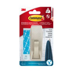 Crochet adhésif métal gris Command 3M jusqu'à 2,2 kg