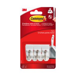 Crochet adhésif plastique blanc Command 3M jusqu'à 225 g - Lot de 3