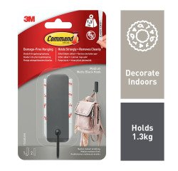 Crochet adhésif métal noir Command 3M jusqu'à 1,3 kg