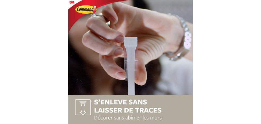 Crochet adhésif métal gris Command 3M jusqu'à 450 g