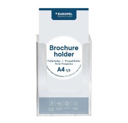 Porte-brochures mural 1 case pour format 1/3 de A4, transparent